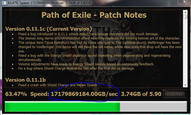 Path of Exile client - download speed